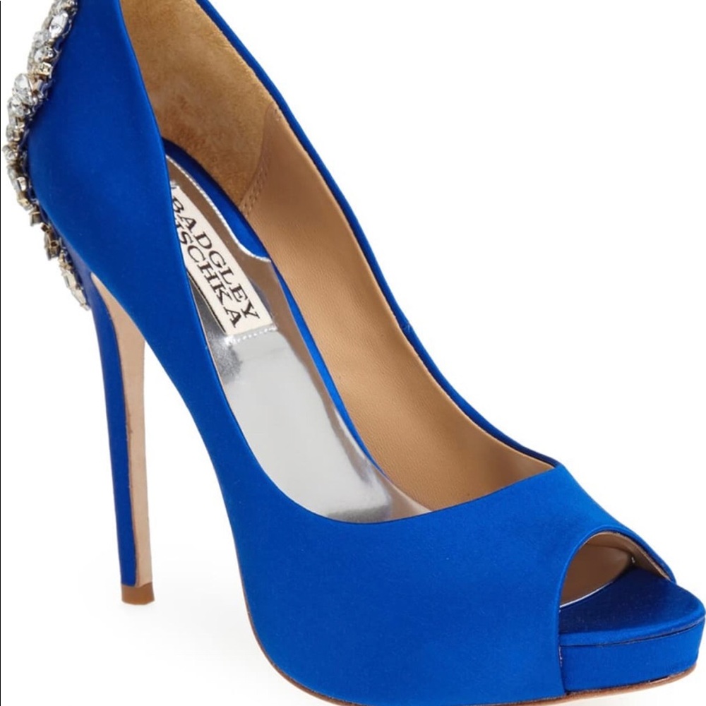 Badgley Mischka Blue Jeweled Heels